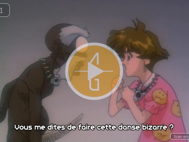 Dessin de Ahem, le dieu papou de la terre, parlant avec la jeune Natsumi. Légende: «Vous me dites de faire cette danse bizarre?»